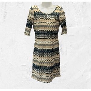 Nordstrom‎ Velvet Torch Womens Lined Chevron Dress Size Med 3/4 Sleeve